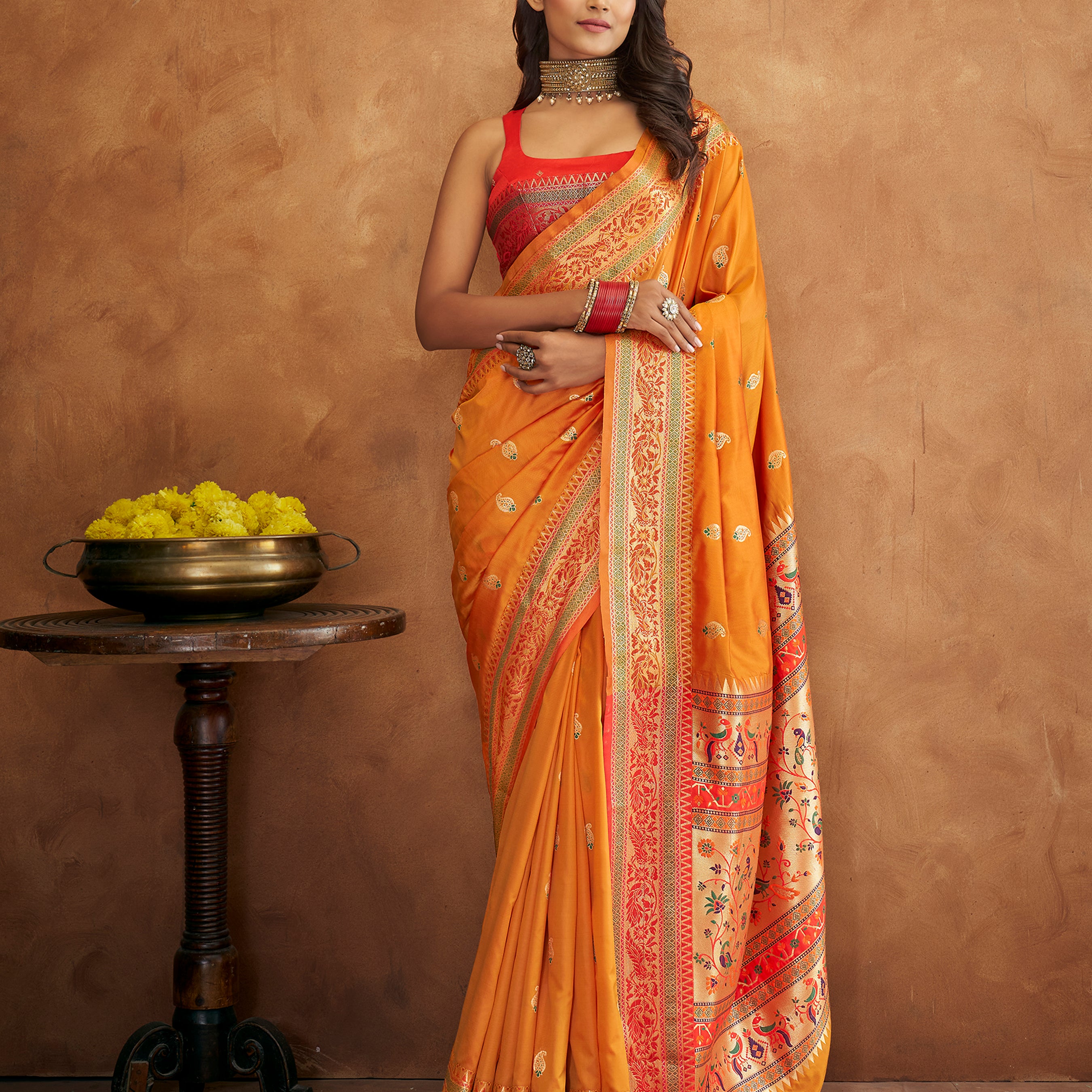 Exquisite Banarasi Paithani Silk Saree with Rich Peshwai Pallu