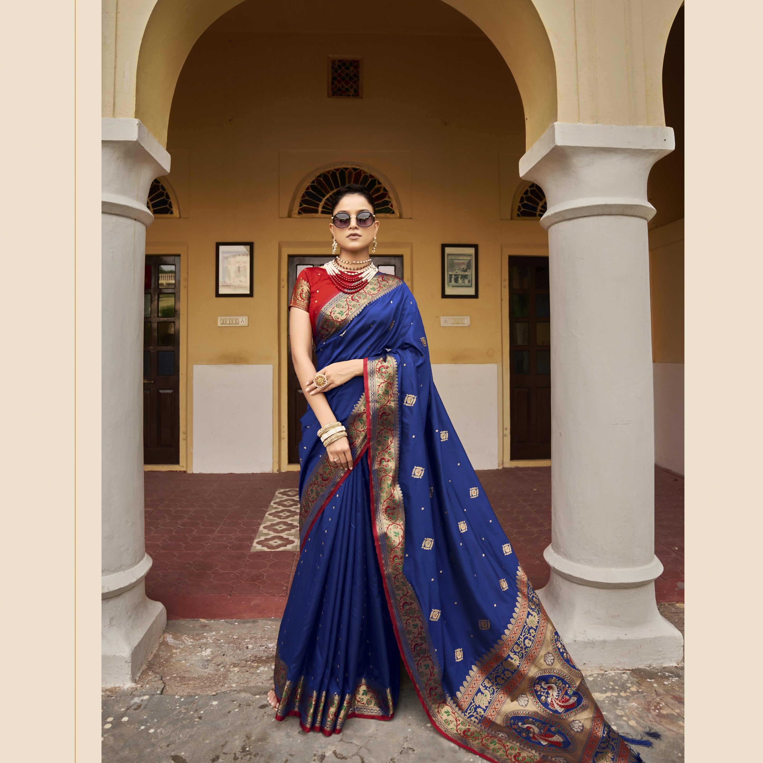 Exquisite Banarasi Paithani Silk Saree with Rich Peshwai Pallu