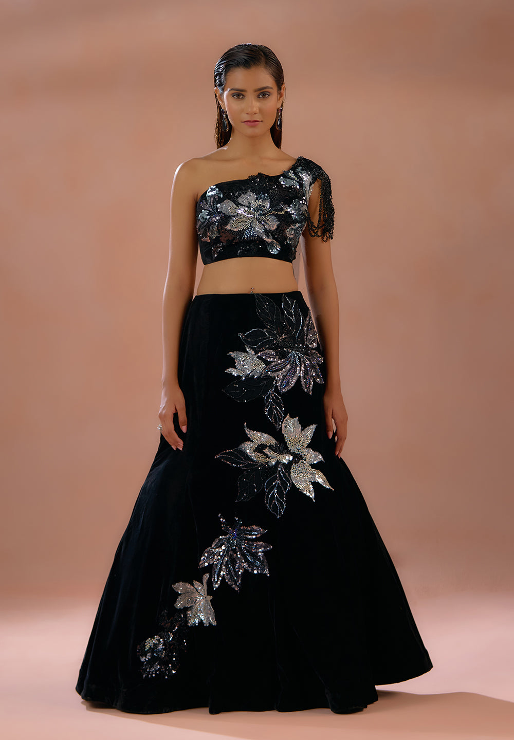 Black Velvet Designer Lehenga