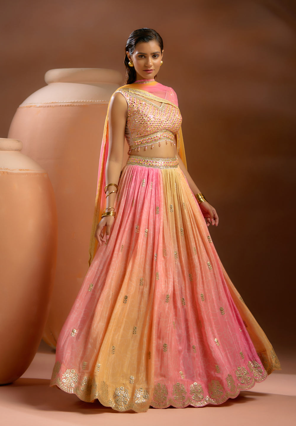 Peach Silk Lehenga