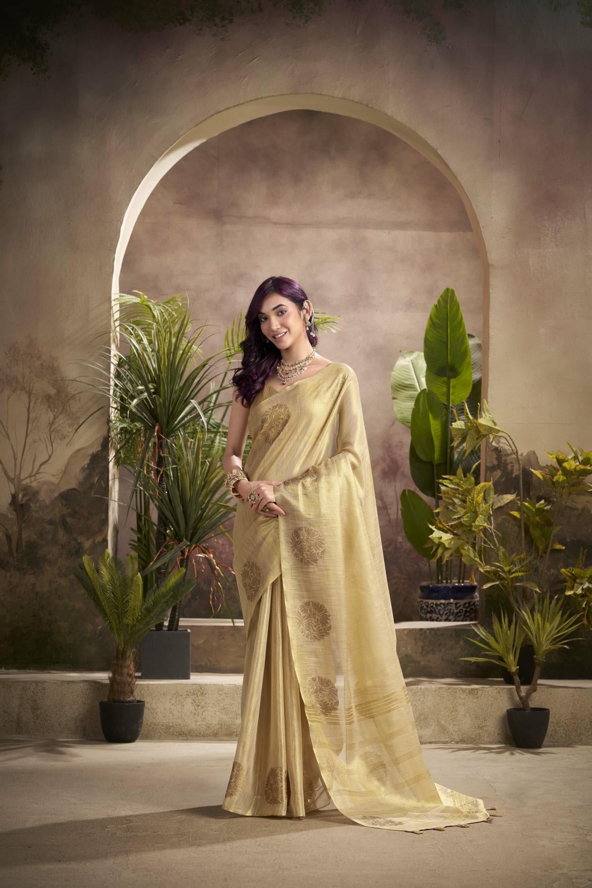 gold Tissue Saree