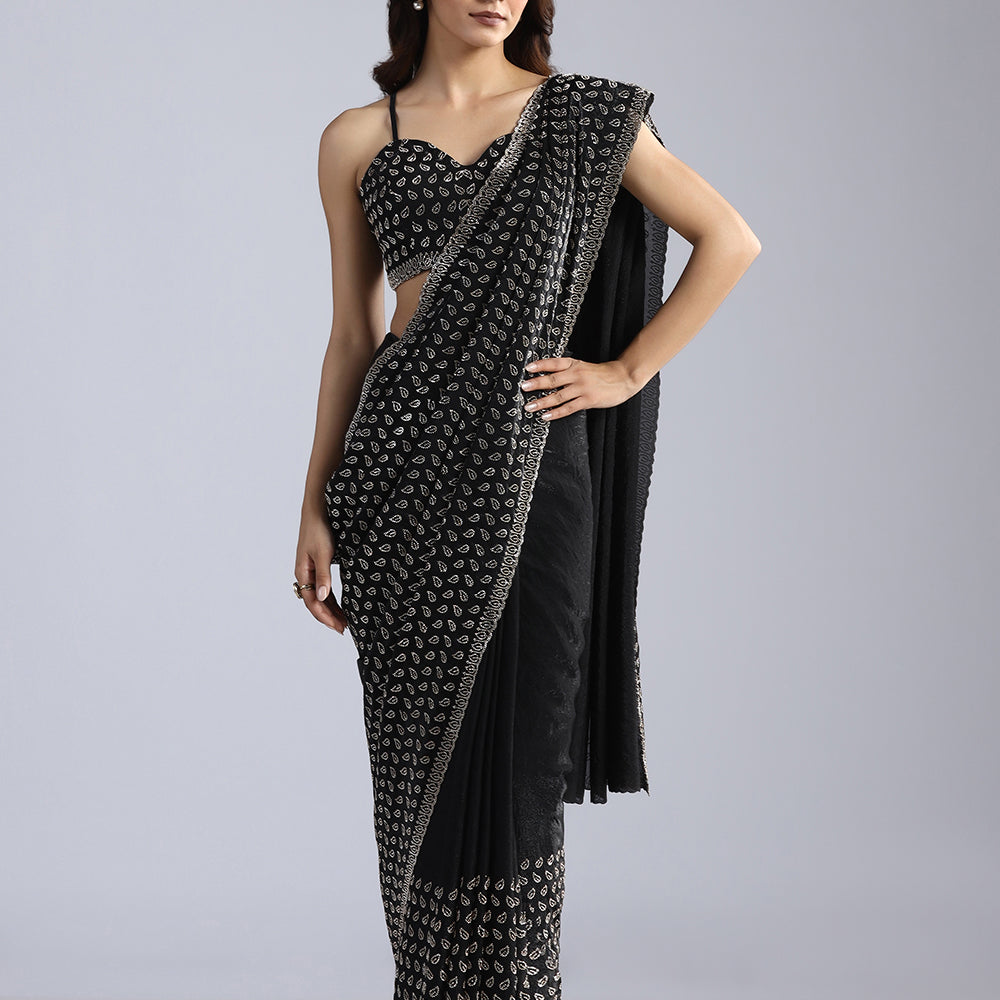 Premium Organza Saree Adorned with Hand-Placed Crystal