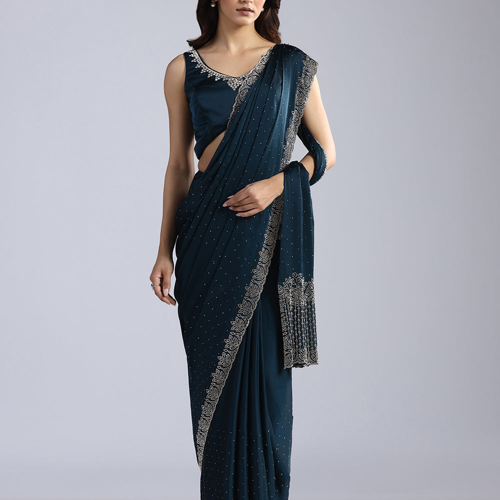Crepe Saree with Exquisite Swarovski Work