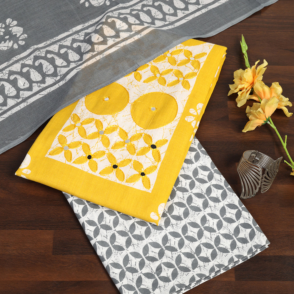 "Timeless Beauty: Cotton Unstitched Suit with Authentic Batik Print"