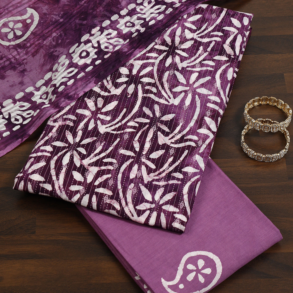 Batik Print Cotton Unstitched Suit