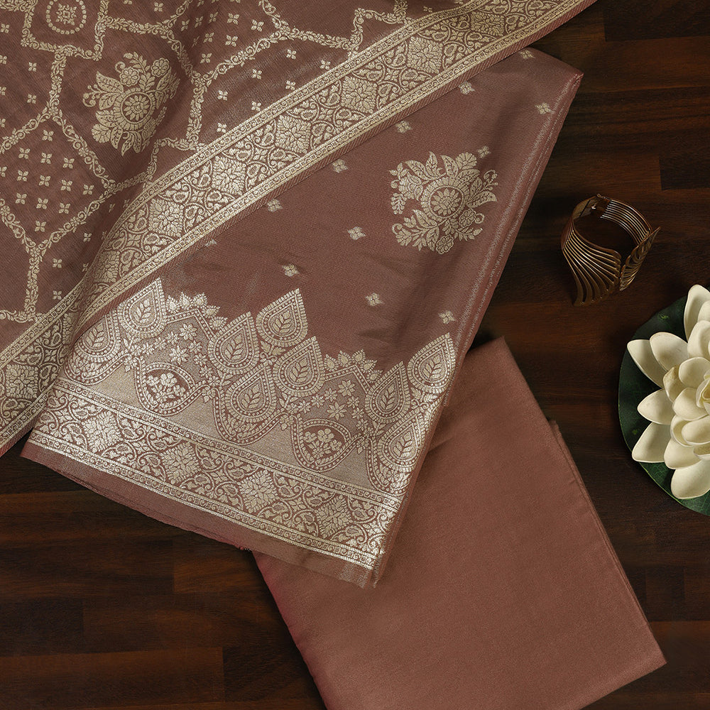 Banarasi Zari Work Suit with Art Silk Dupatta