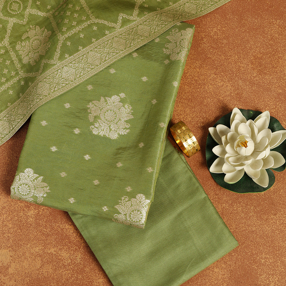 Banarasi Zari Work Suit with Art Silk Dupatta