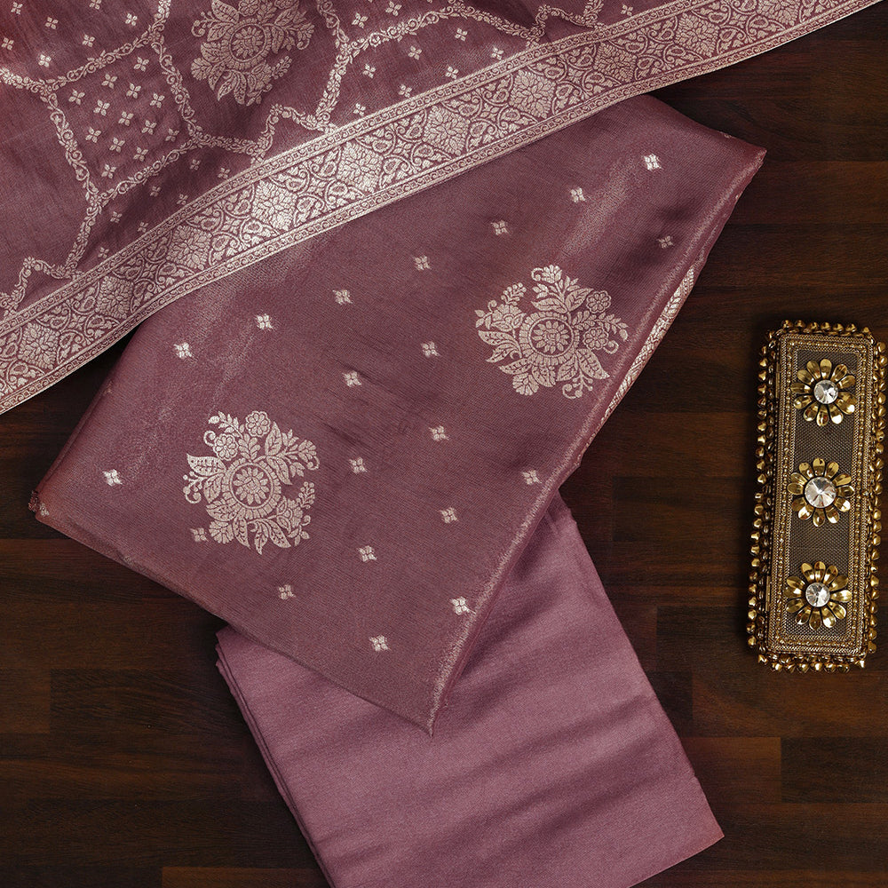 Banarasi Zari Work Suit with Art Silk Dupatta