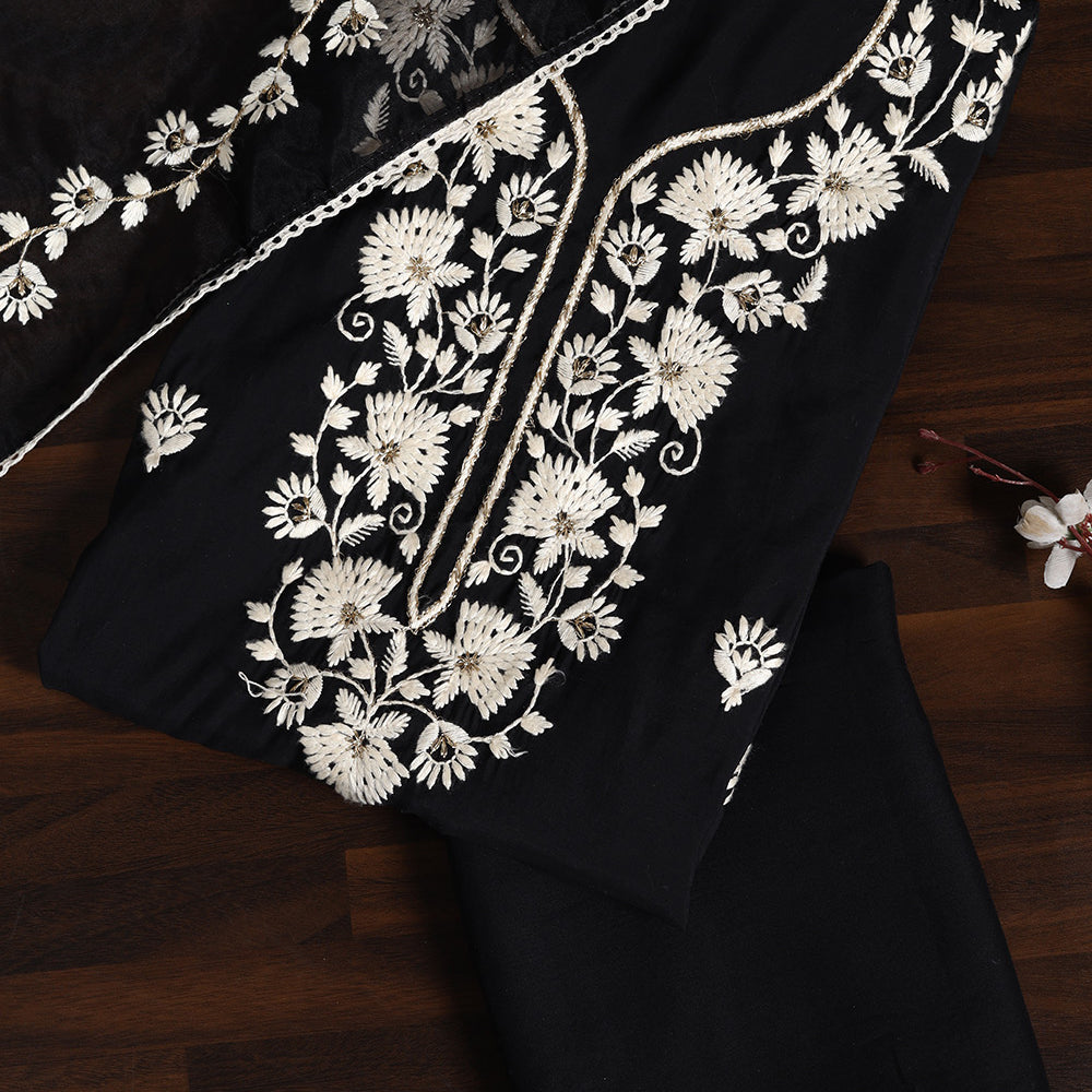 Grace in Every Stitch Silk Unstitched Suit with Fine Resham Work