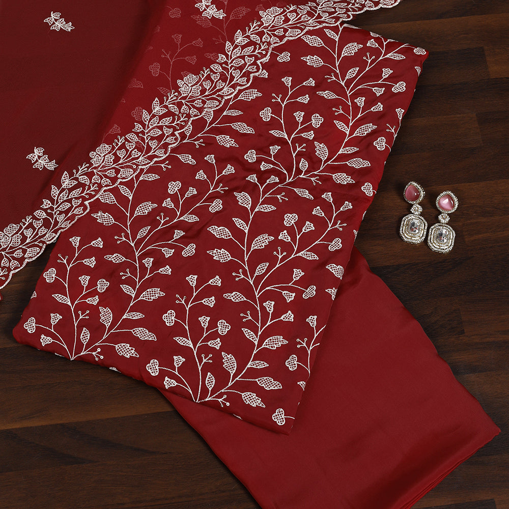 Grace in Every Stitch Crepe Unstitched Suit with Fine Resham Work