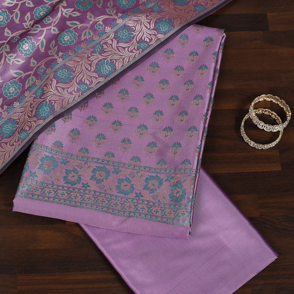 Banarasi Silk Unstitched Suit with Intricate Zari