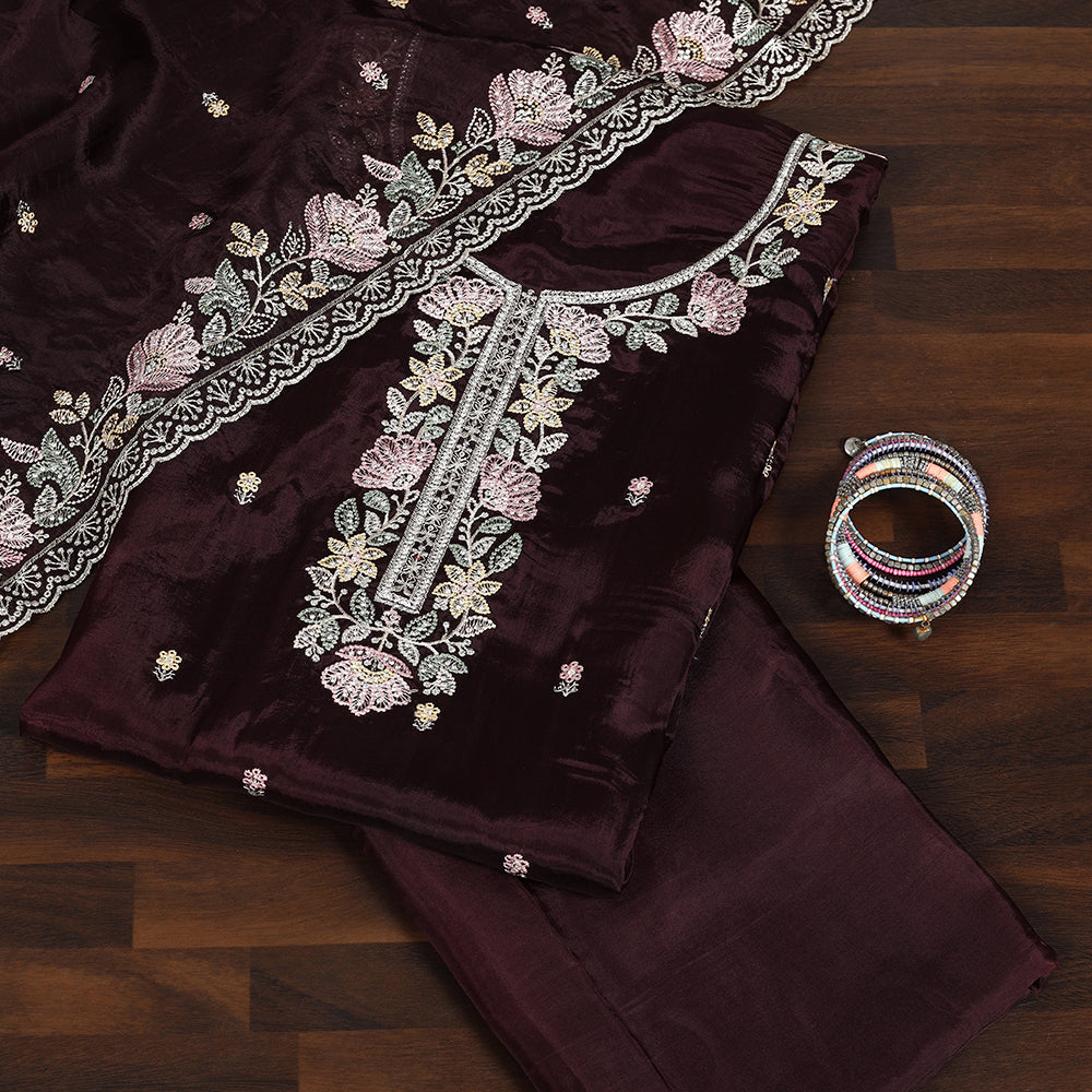 Designer Uppada Silk Suit with Thread Zarkan Work