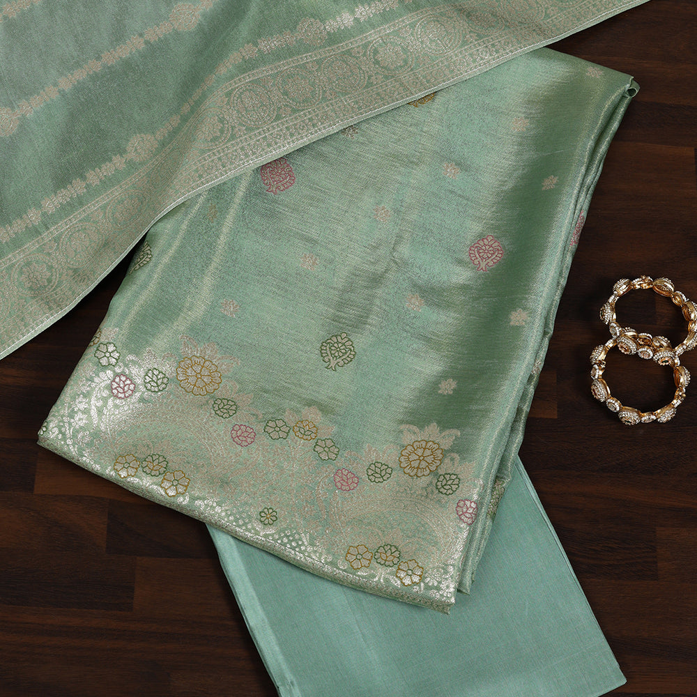 Banarasi Zari Work Suit with Art Silk Dupatta