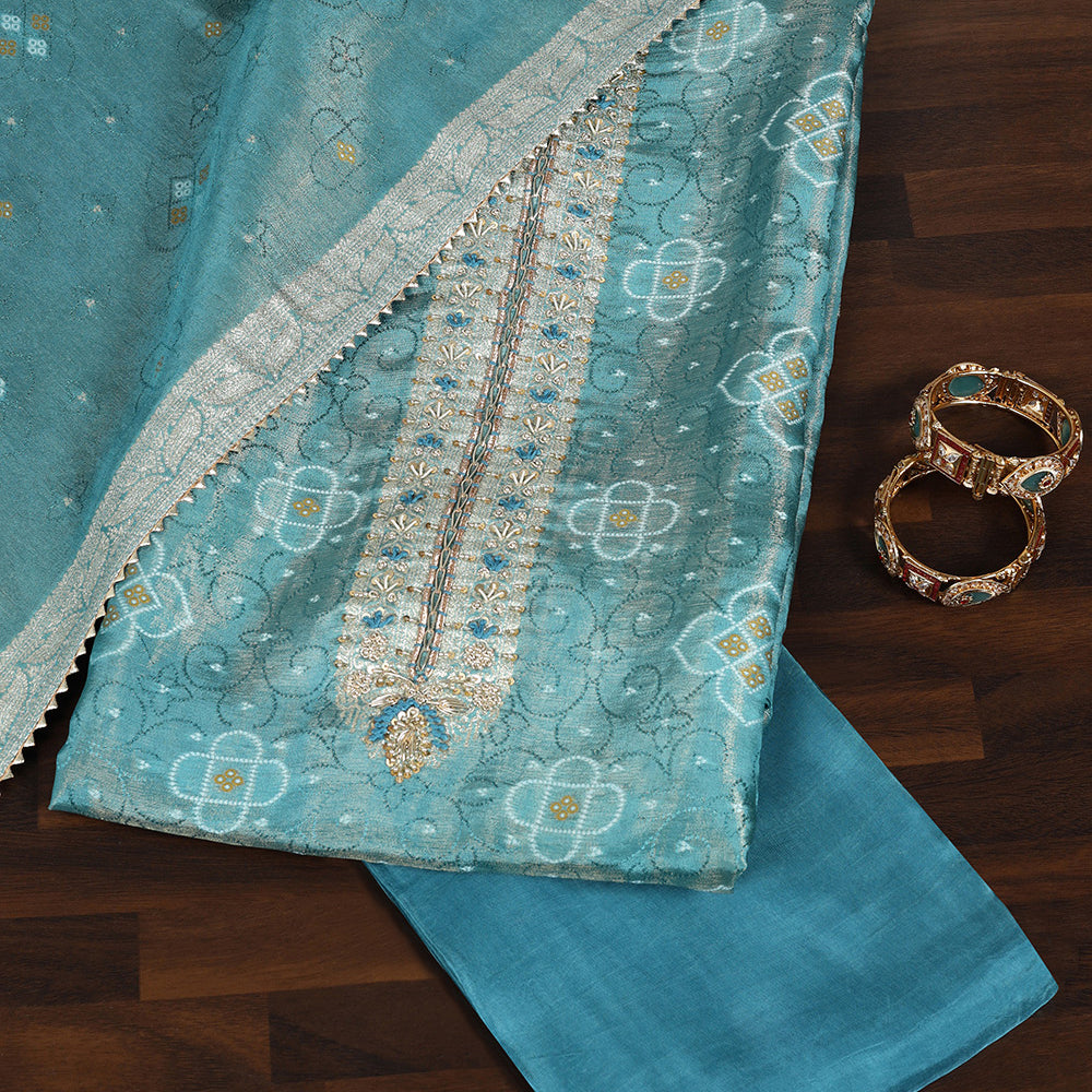 Banarasi Zari Work Suit with Art Silk Dupatta