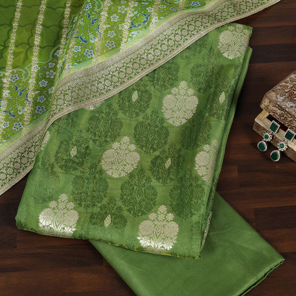 Banarasi Zari Work Suit with Art Silk Dupatta