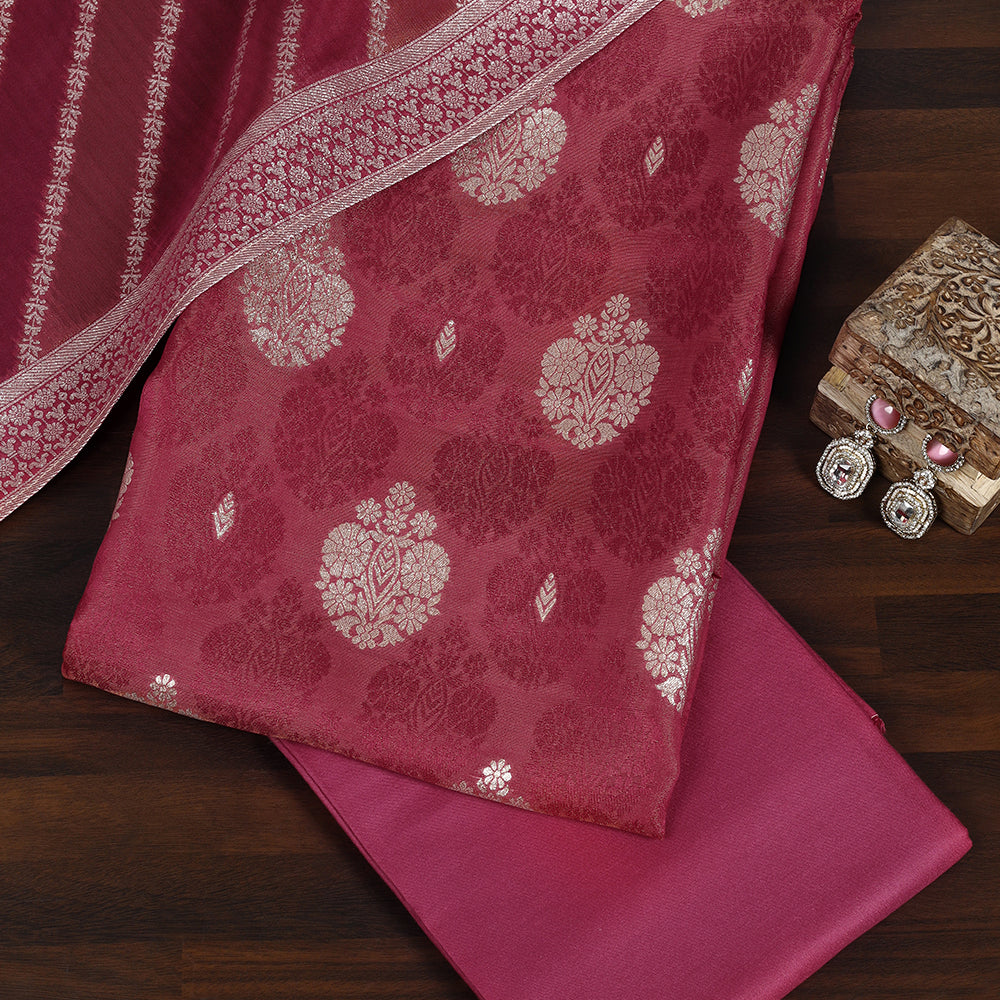 Banarasi Zari Work Suit with Art Silk Dupatta