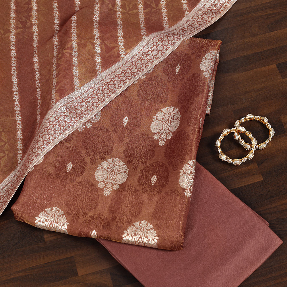 Banarasi Zari Work Suit with Art Silk Dupatta