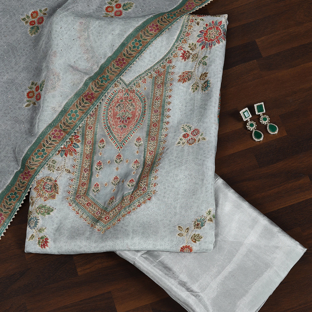 Georgette Unstitched Suit with Stone Work