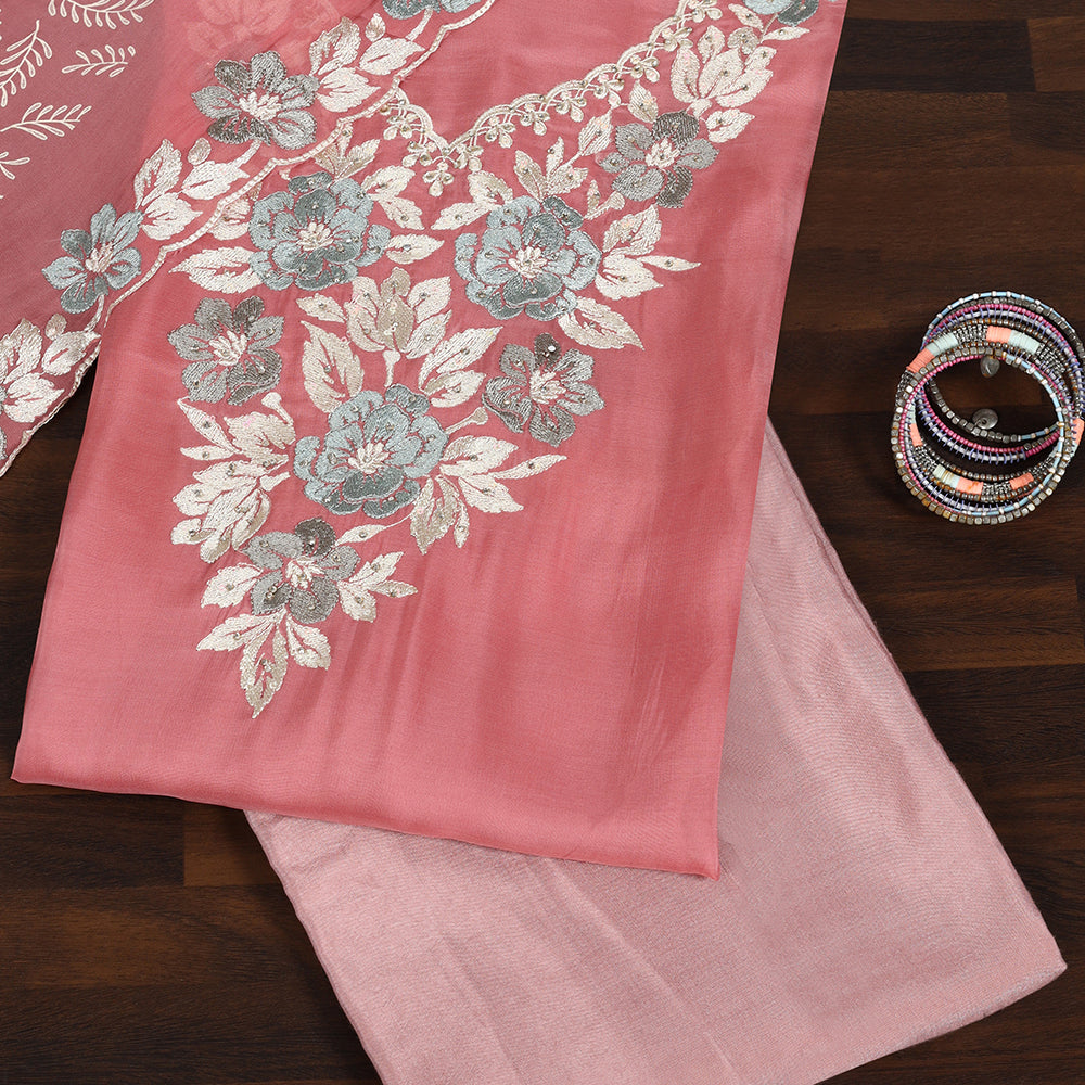 Chinnon Unstitched Suit with Resham Thread Work