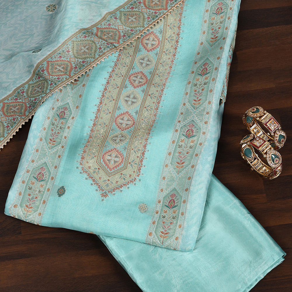 Georgette Unstitched Suit with Zari & Gota Work