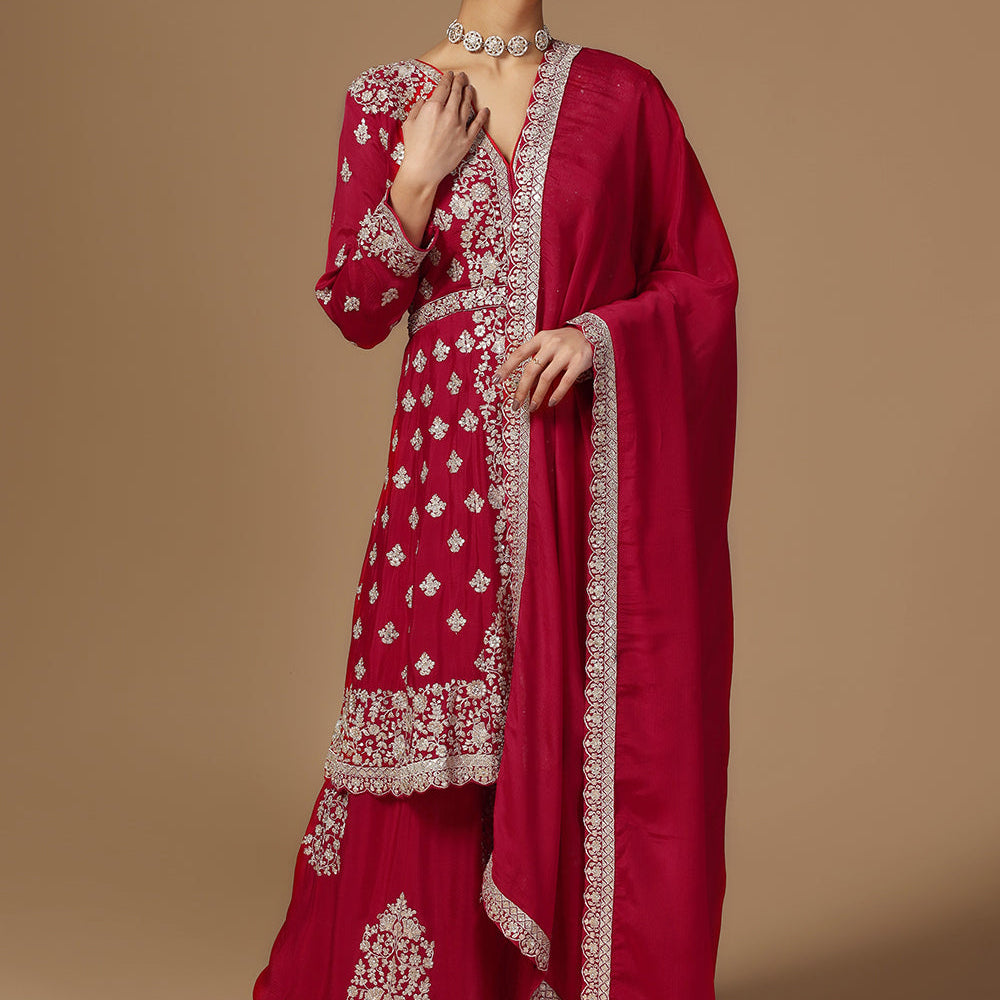 Elegance Uppada Silk Sharara Suit