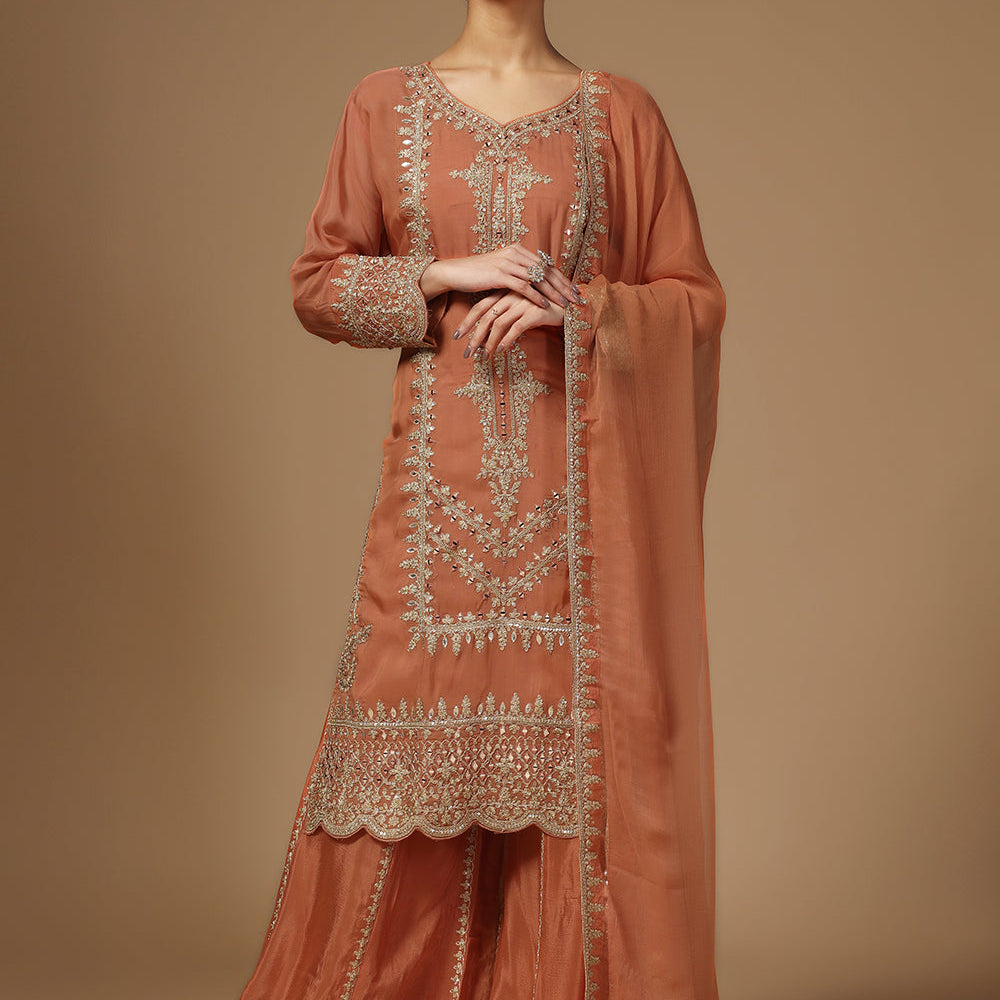 Elegance Uppada Silk Sharara Suit