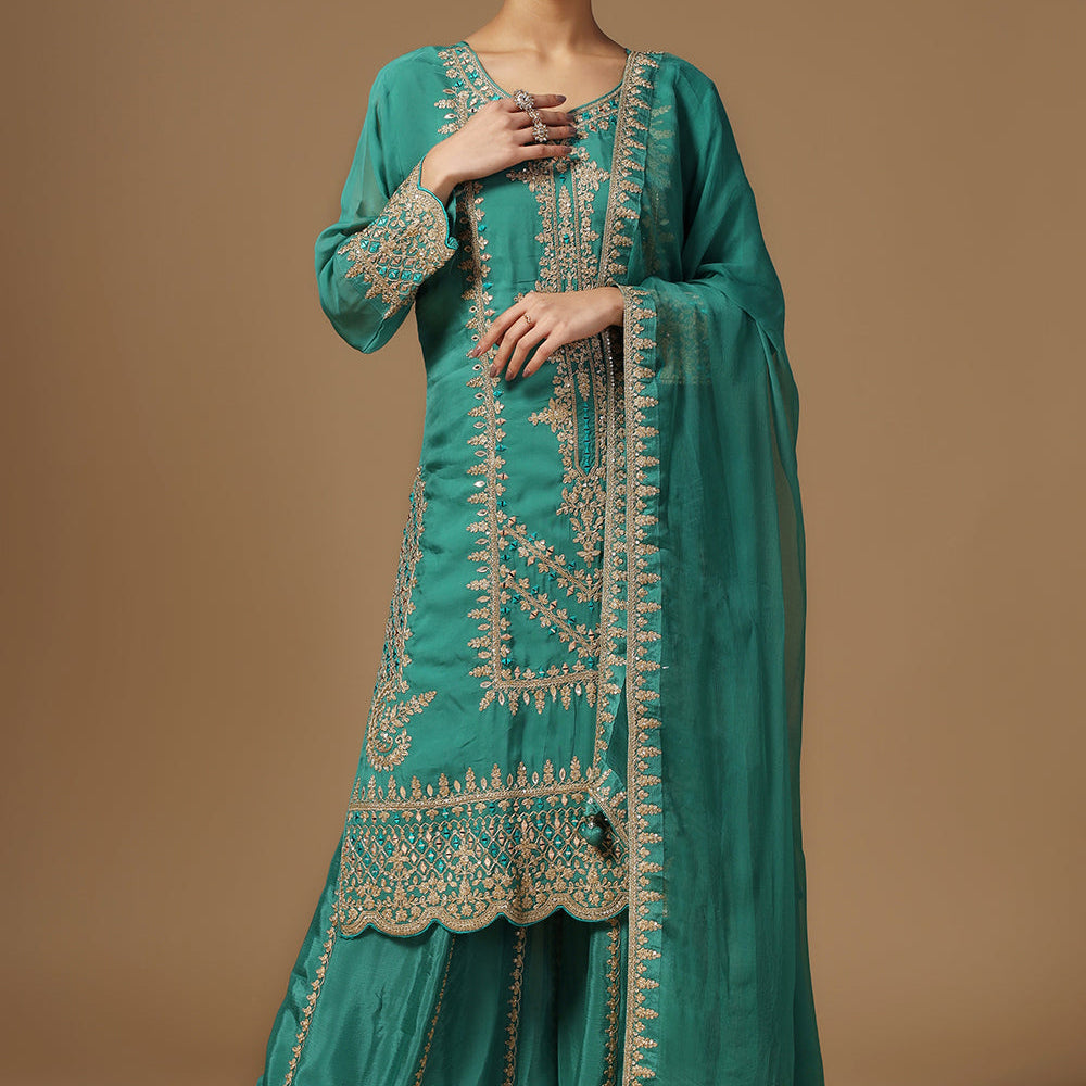 Elegance Uppada Silk Sharara Suit