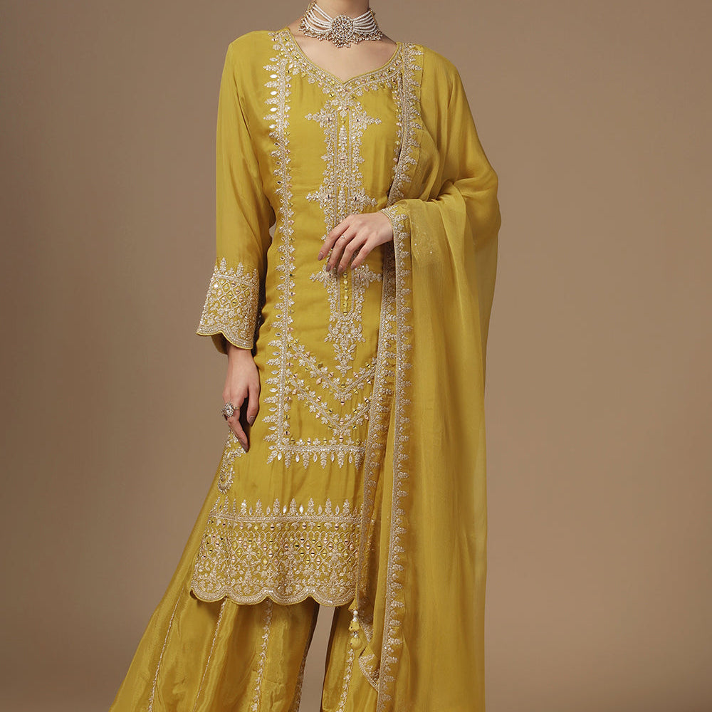 Elegance Uppada Silk Sharara Suit