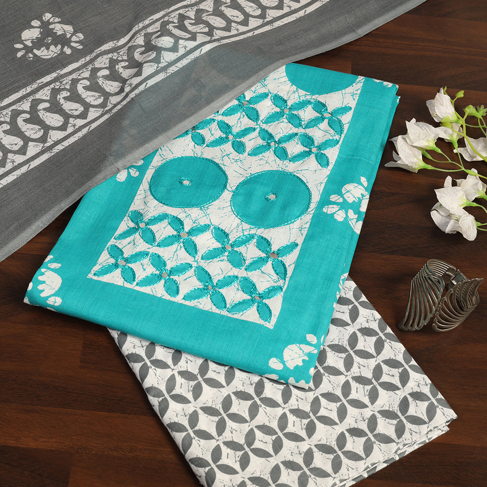 "Timeless Beauty: Cotton Unstitched Suit with Authentic Batik Print"