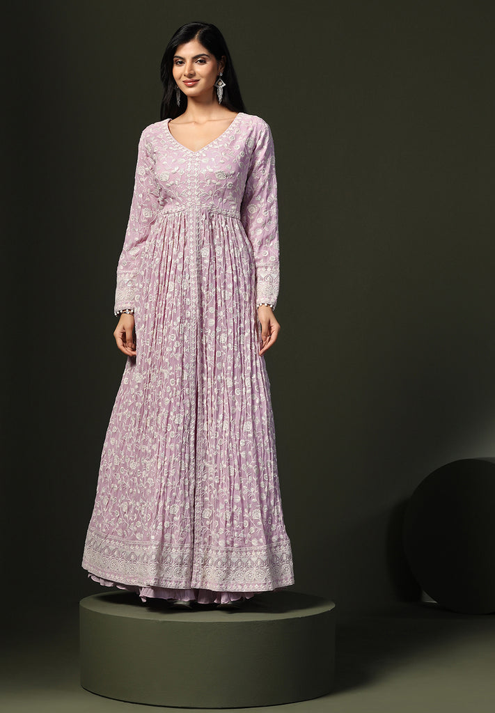 Mauve Petal Georgette Gown