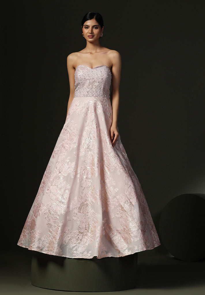 Sapphire Mirage Pink Brocade Gown