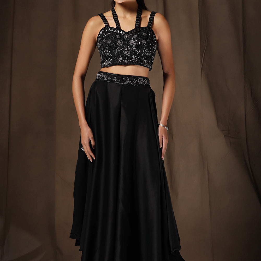 Shop Elegance Readymade Black Sharara set For Women