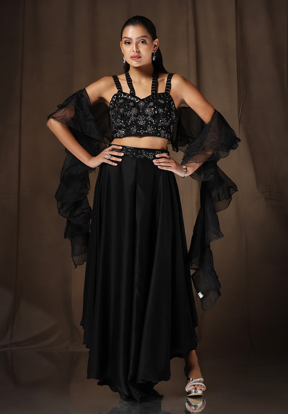 Readymade Black Sharara set For Women