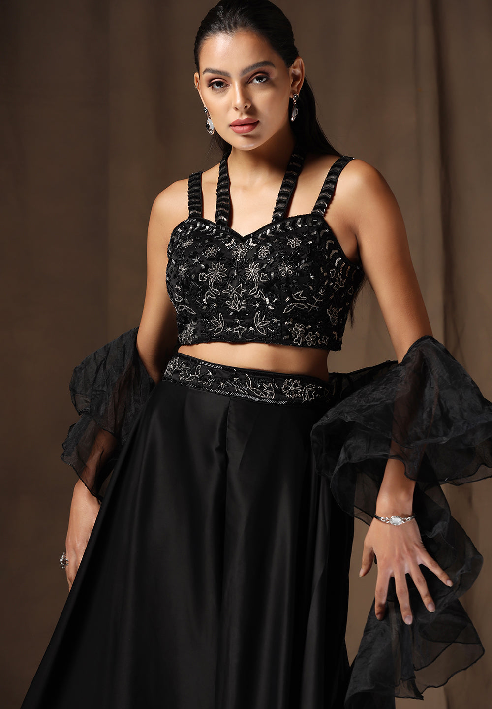 Party Wear Readymade Black Sharara set