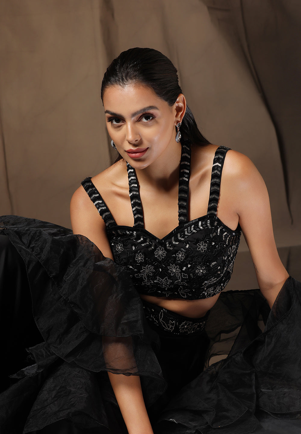 Readymade Black Sharara set at best price For Women