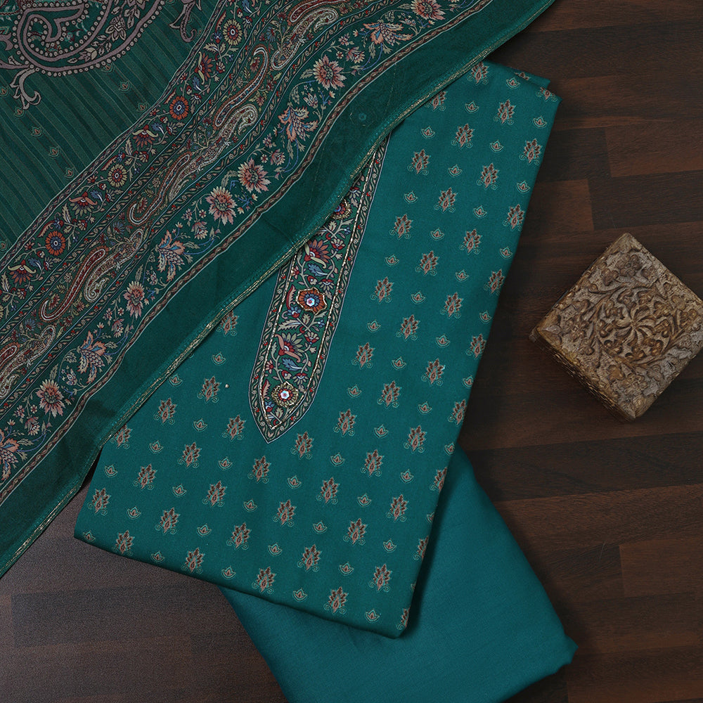 Muslin Cotton Unstitched Fabric Suit With Zarkan Work