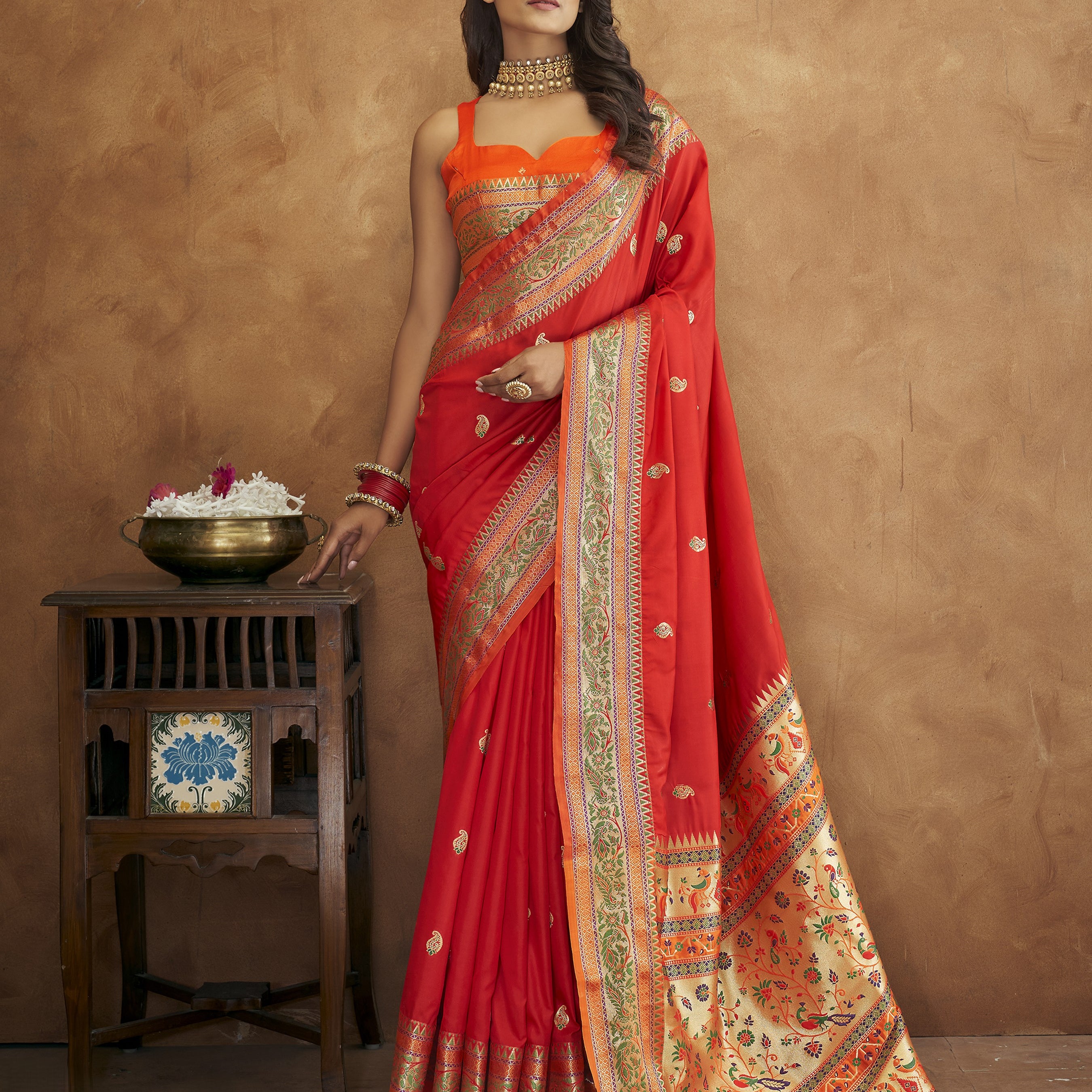 Exquisite Banarasi Paithani Silk Saree with Rich Peshwai Pallu