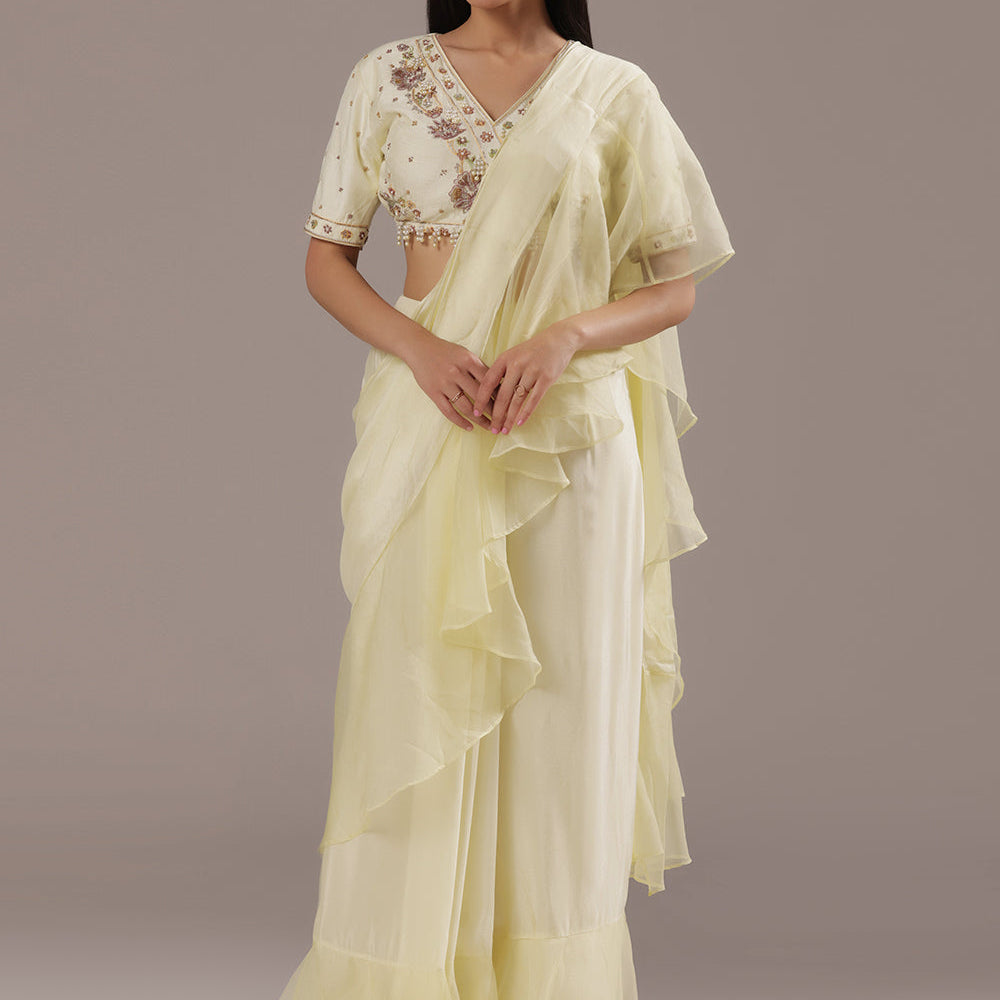 Silk Drape with Delicate Moti & Resham Accents