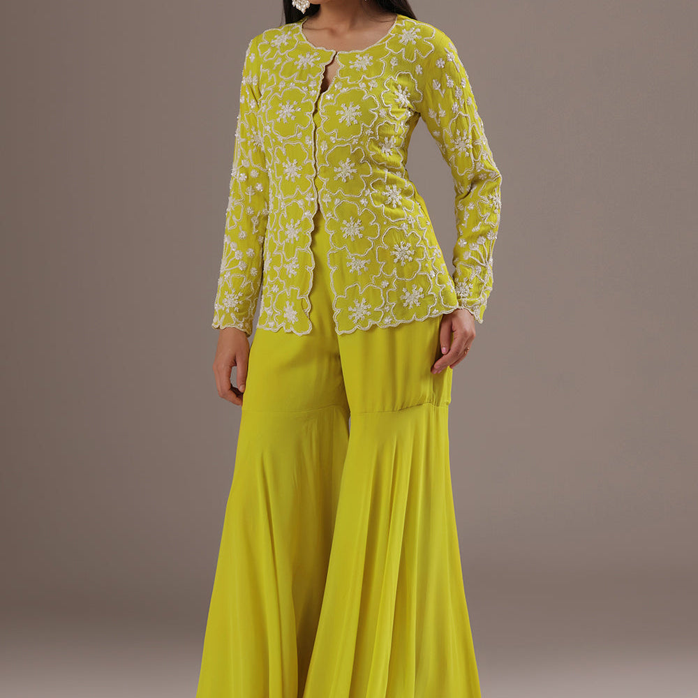 Zehra Lemon Blossom Gharara Set