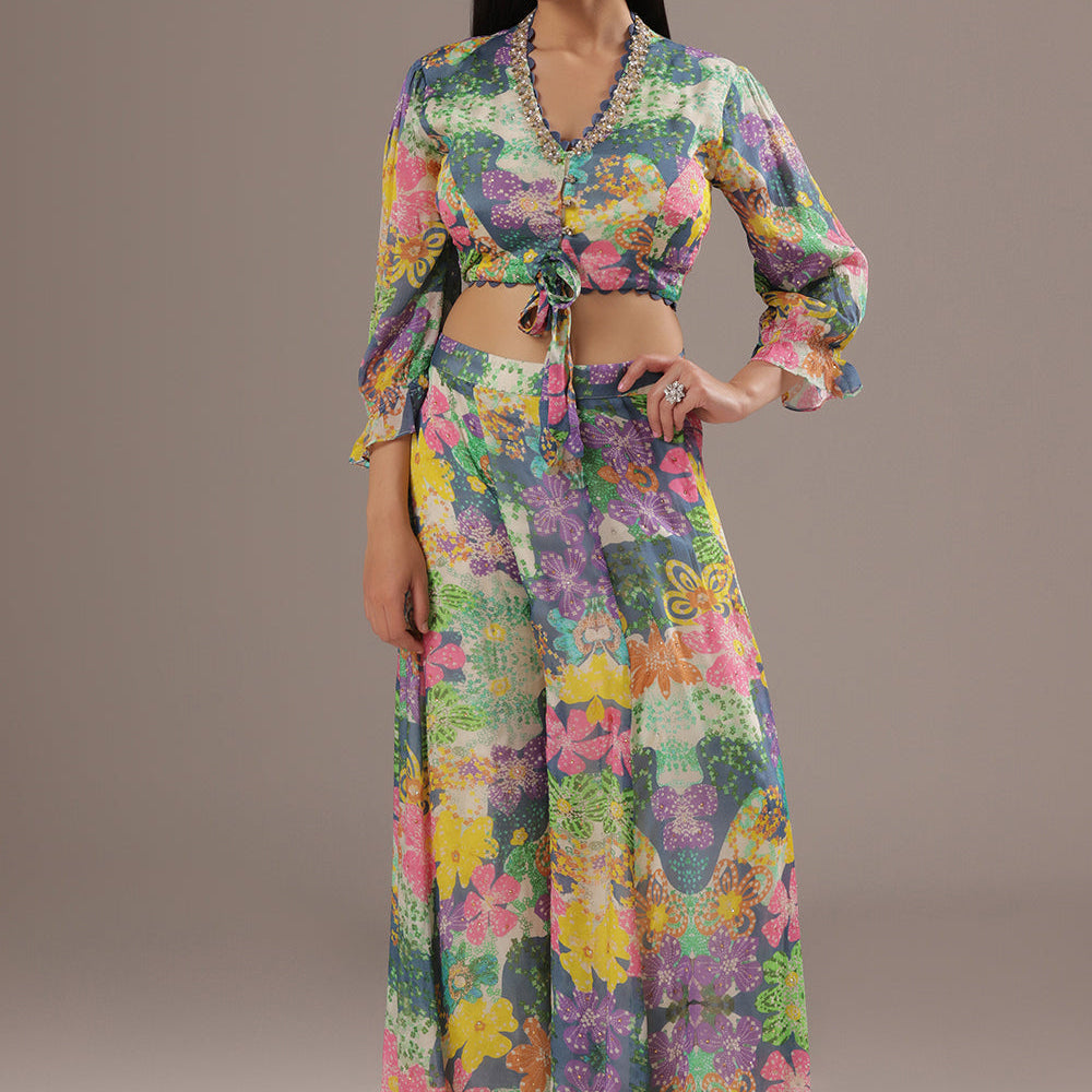 Multi-Tone Sharara Set with Handcrafted Shine