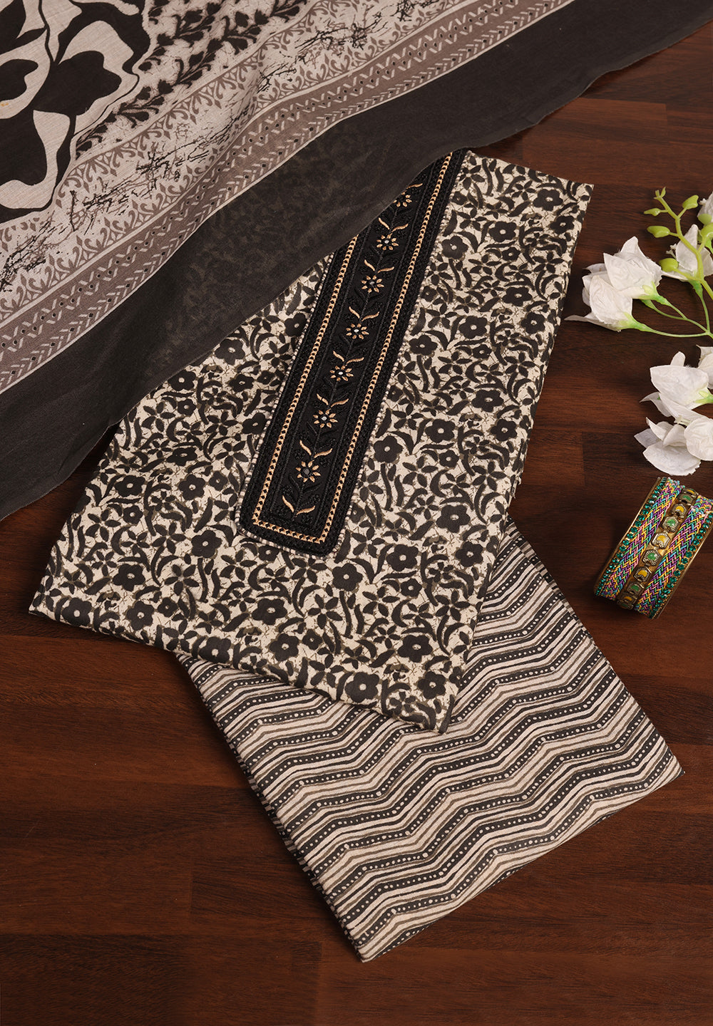 printed unstitched suit set