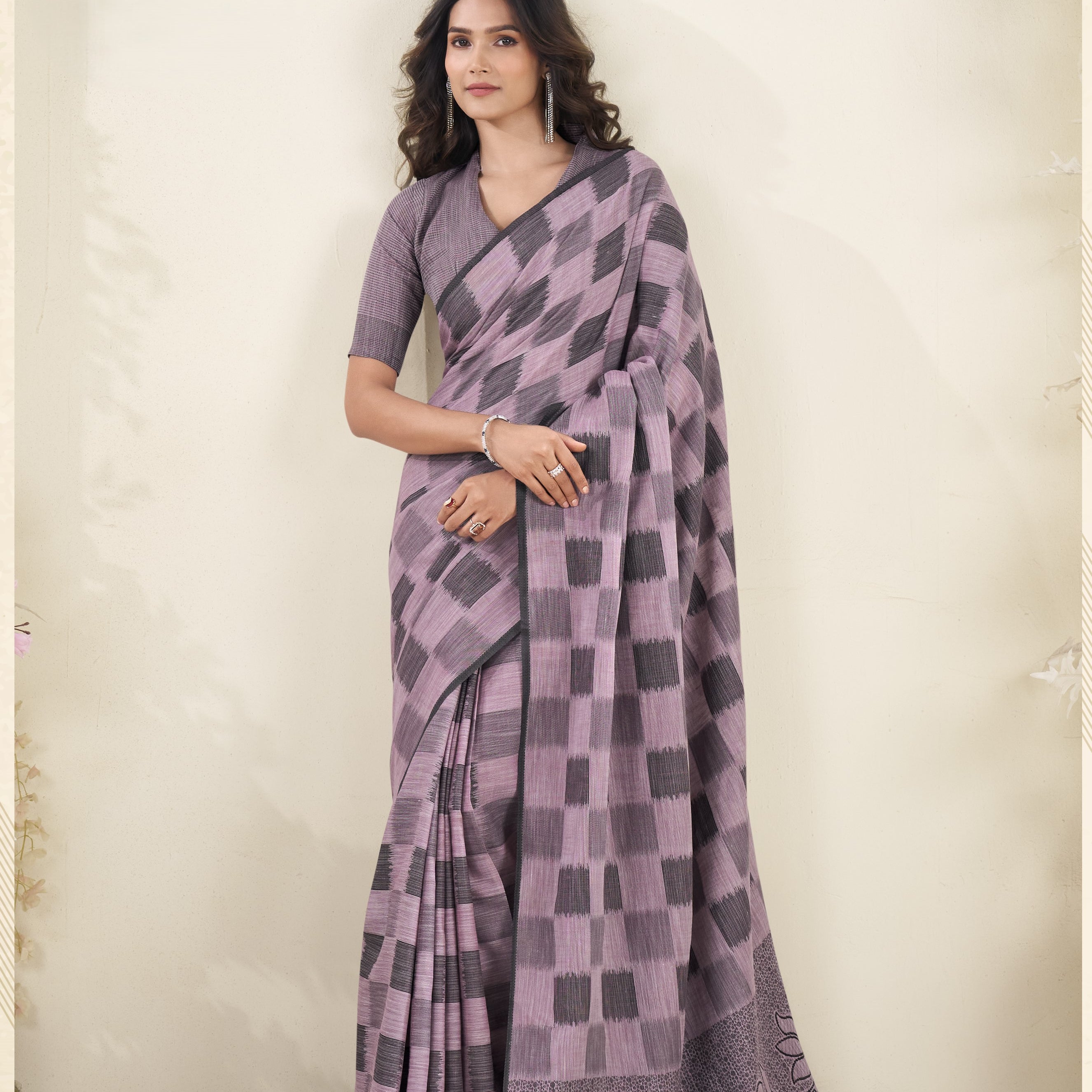 Tissue Silk Saree with a Touch of Block Print