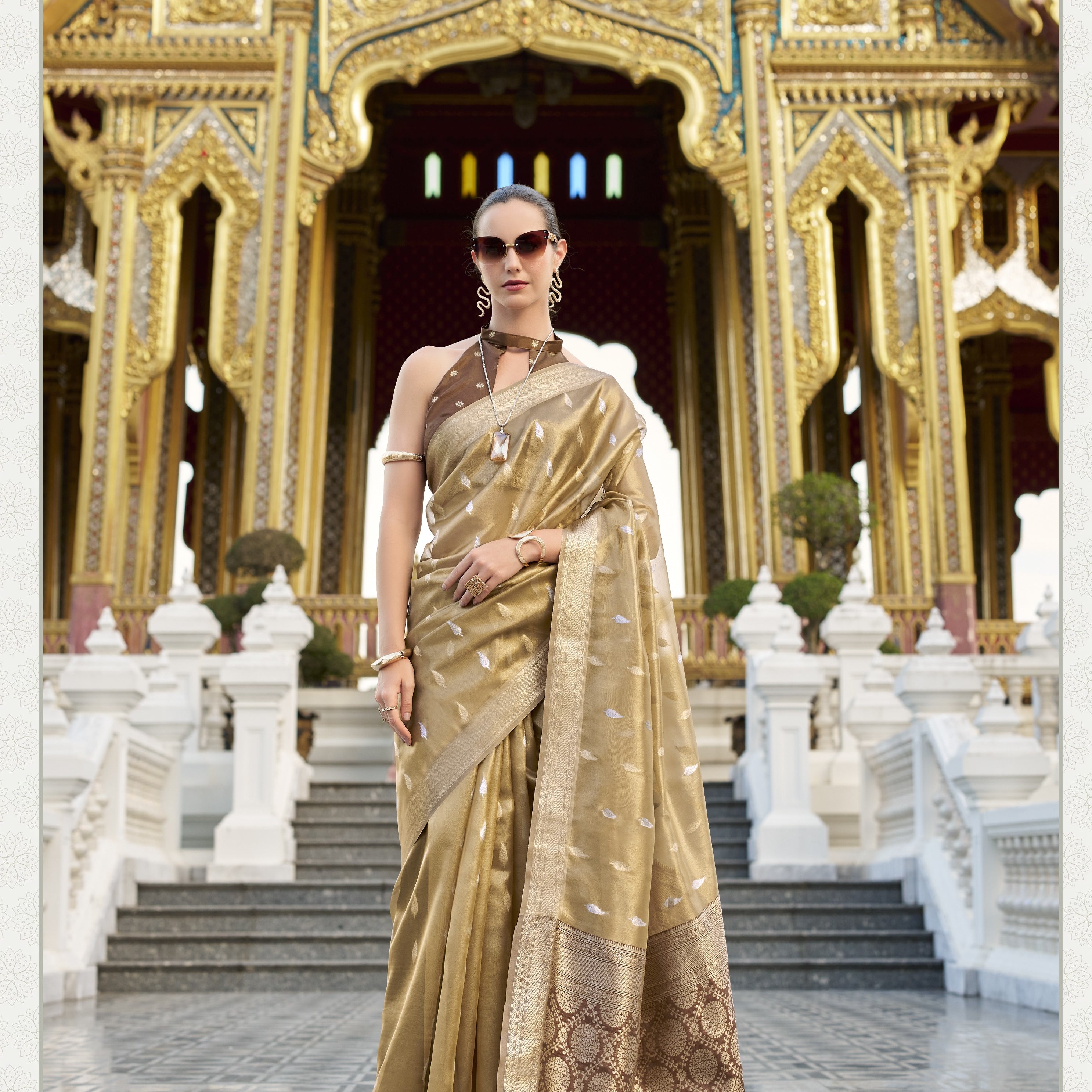 Antique Silk Saree With Zari Border