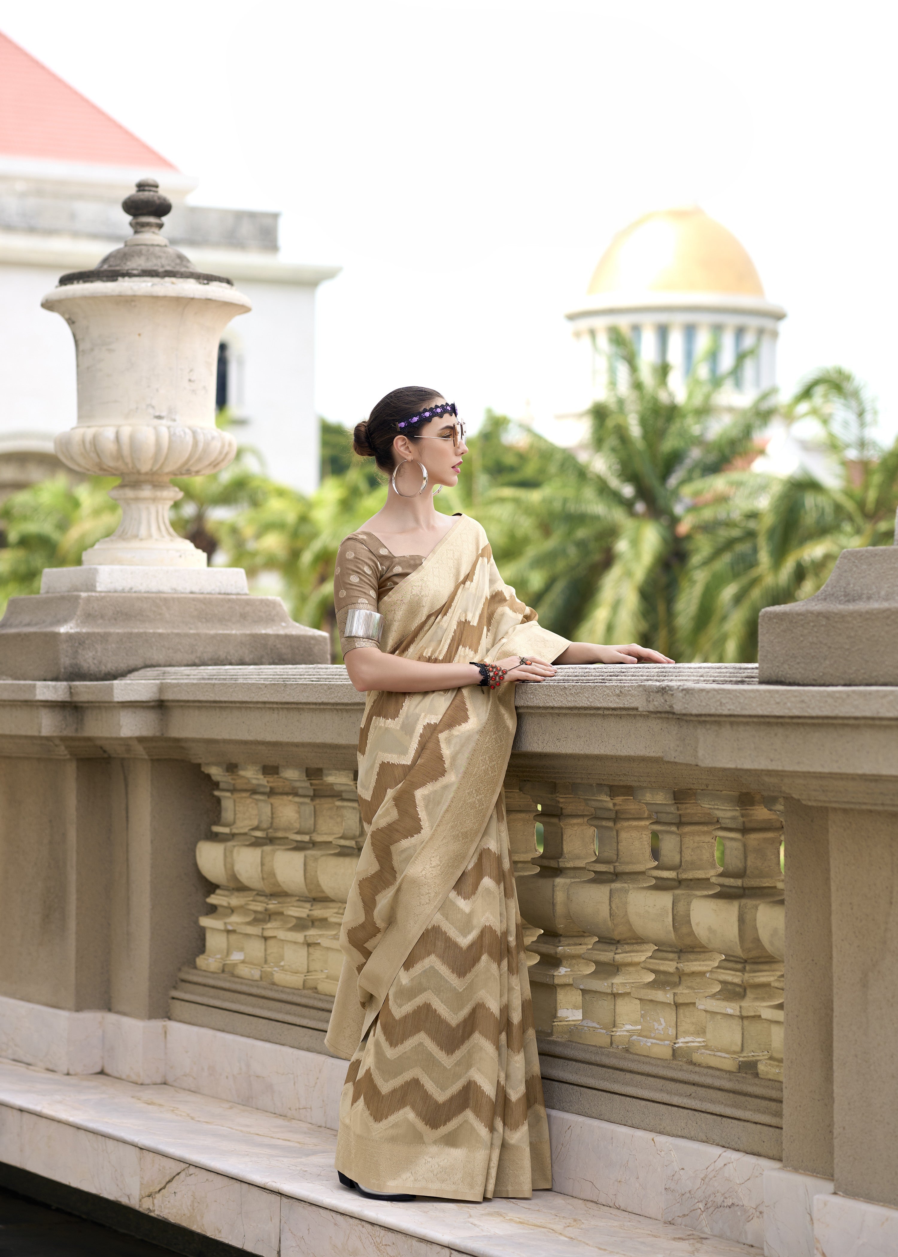 latest brown sarees