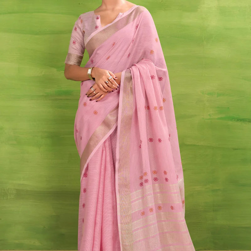 Cotton Saree with a Touch of Zari