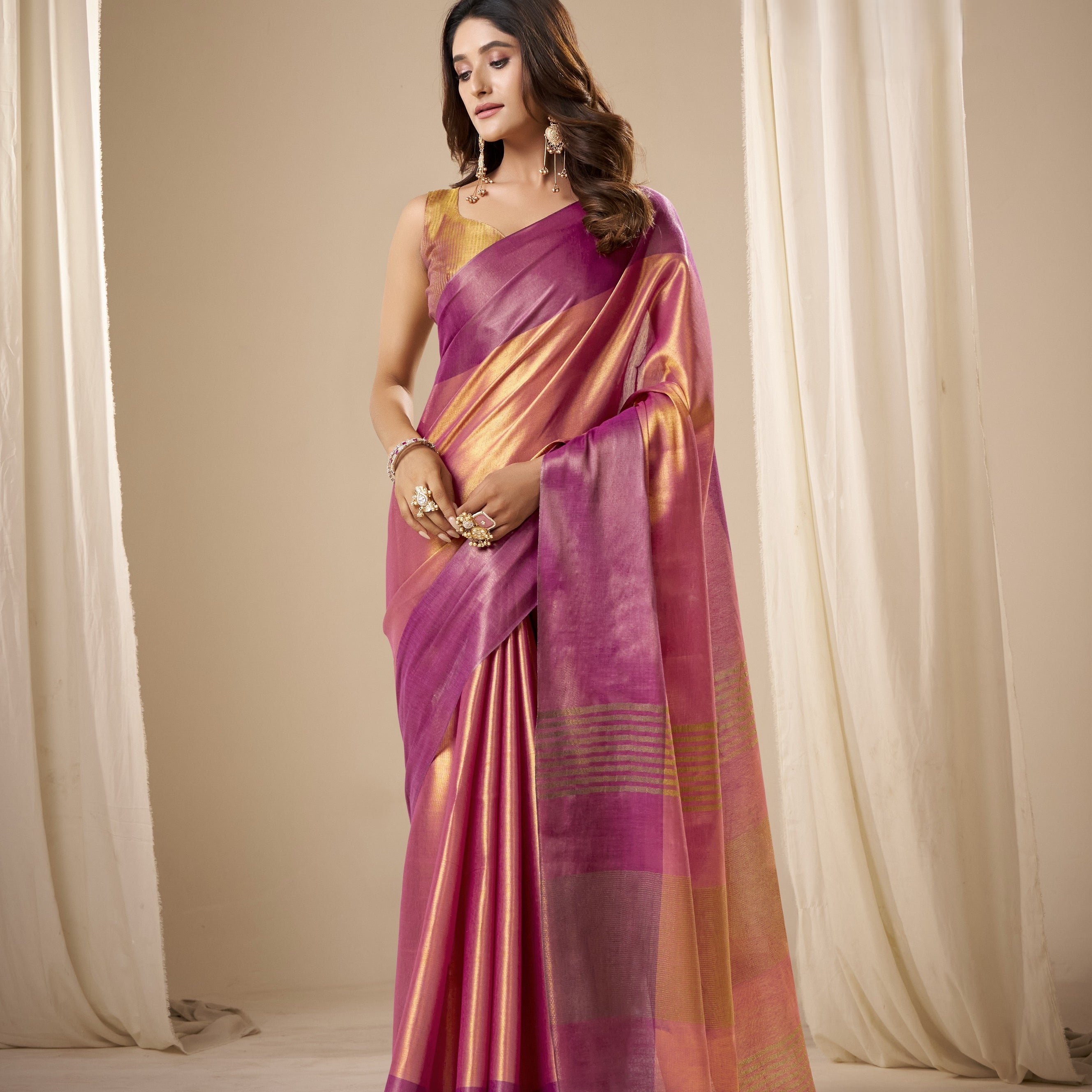 Tissue Silk Saree with a Touch of Zari