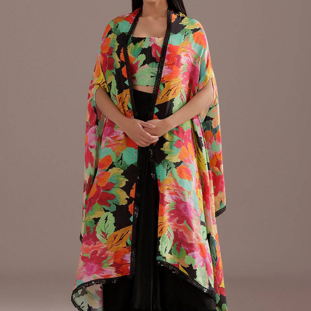 Georgette Sharara Ensemble with Sequins Work Shrug