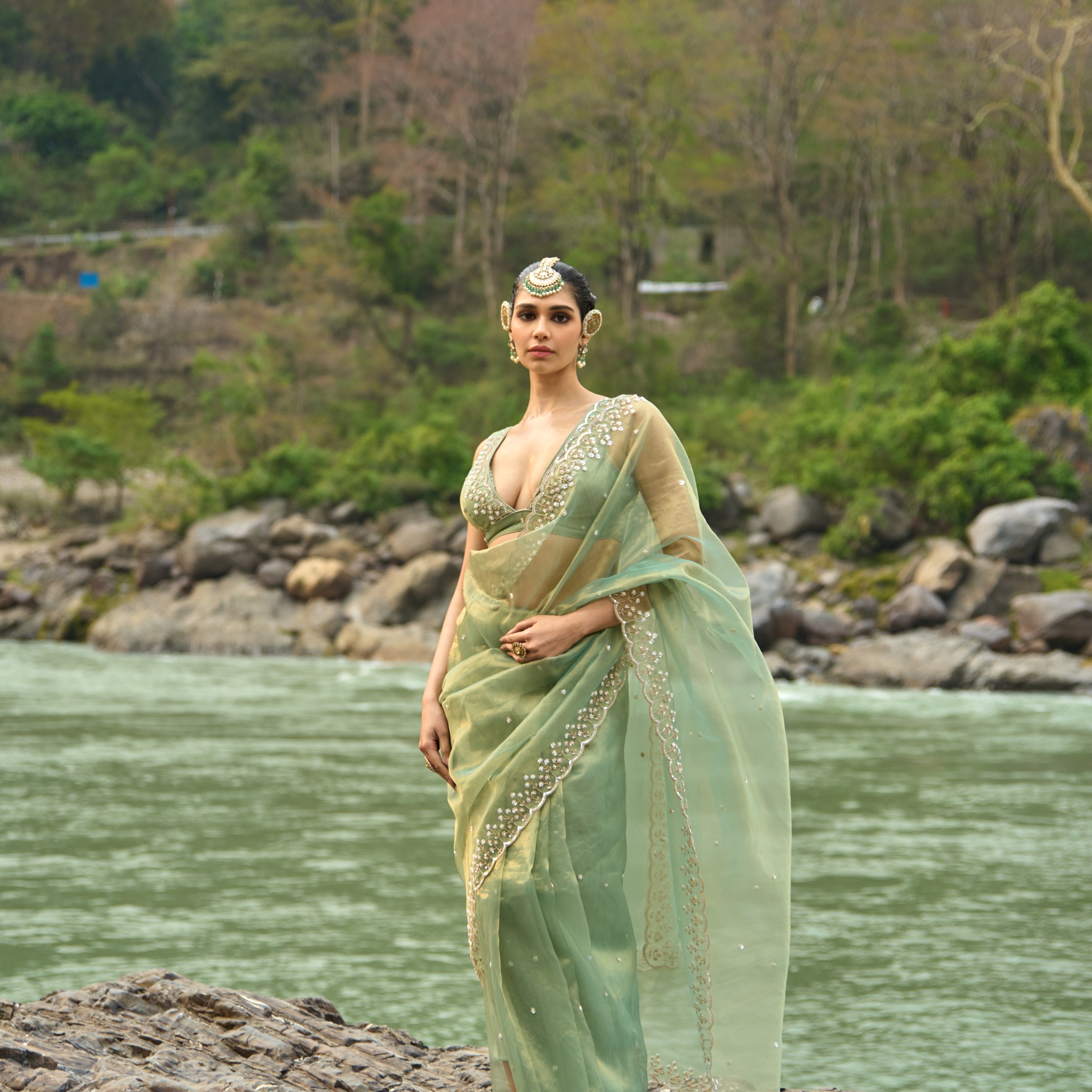 Opaline Drift Saree Set