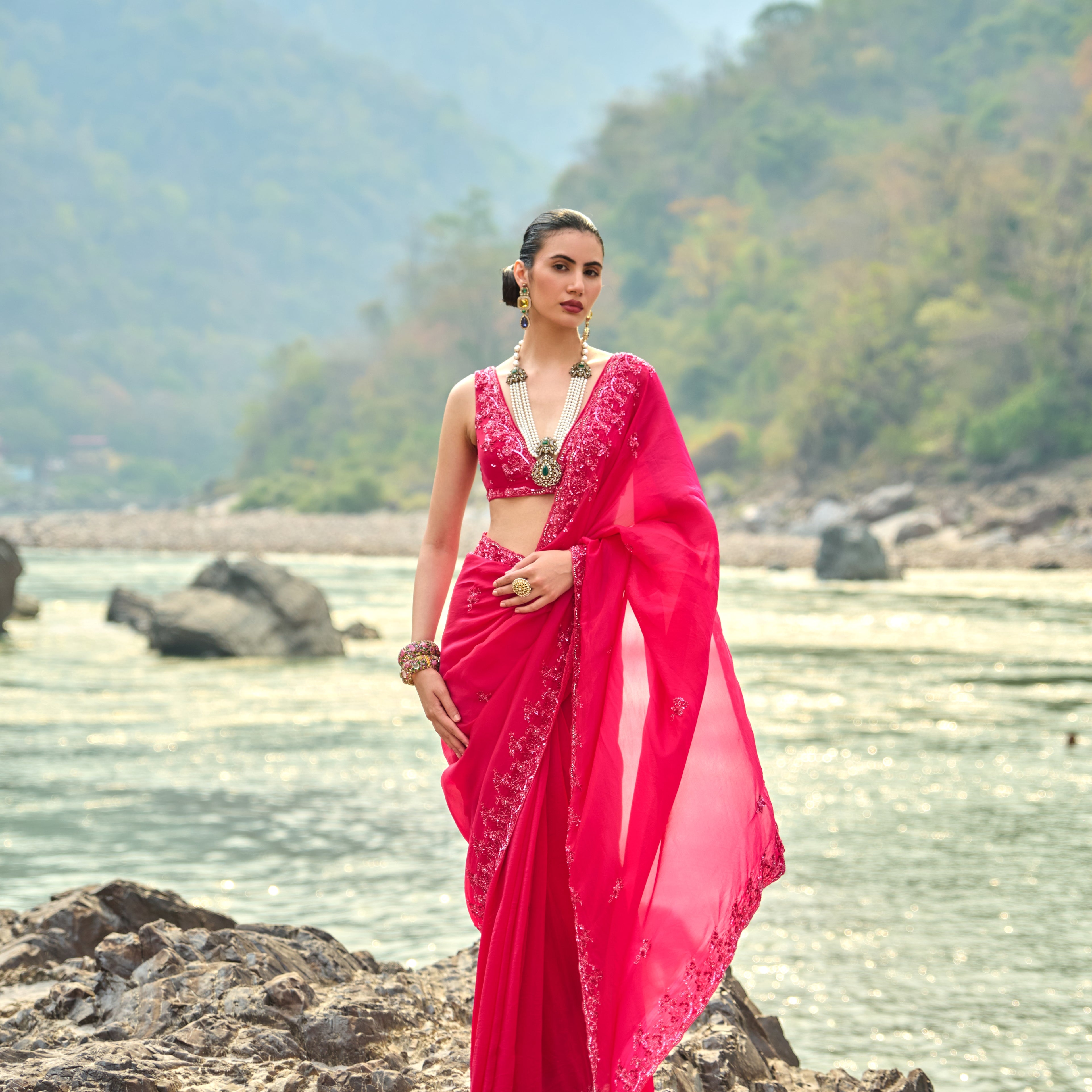 Rosette Glow Saree Set