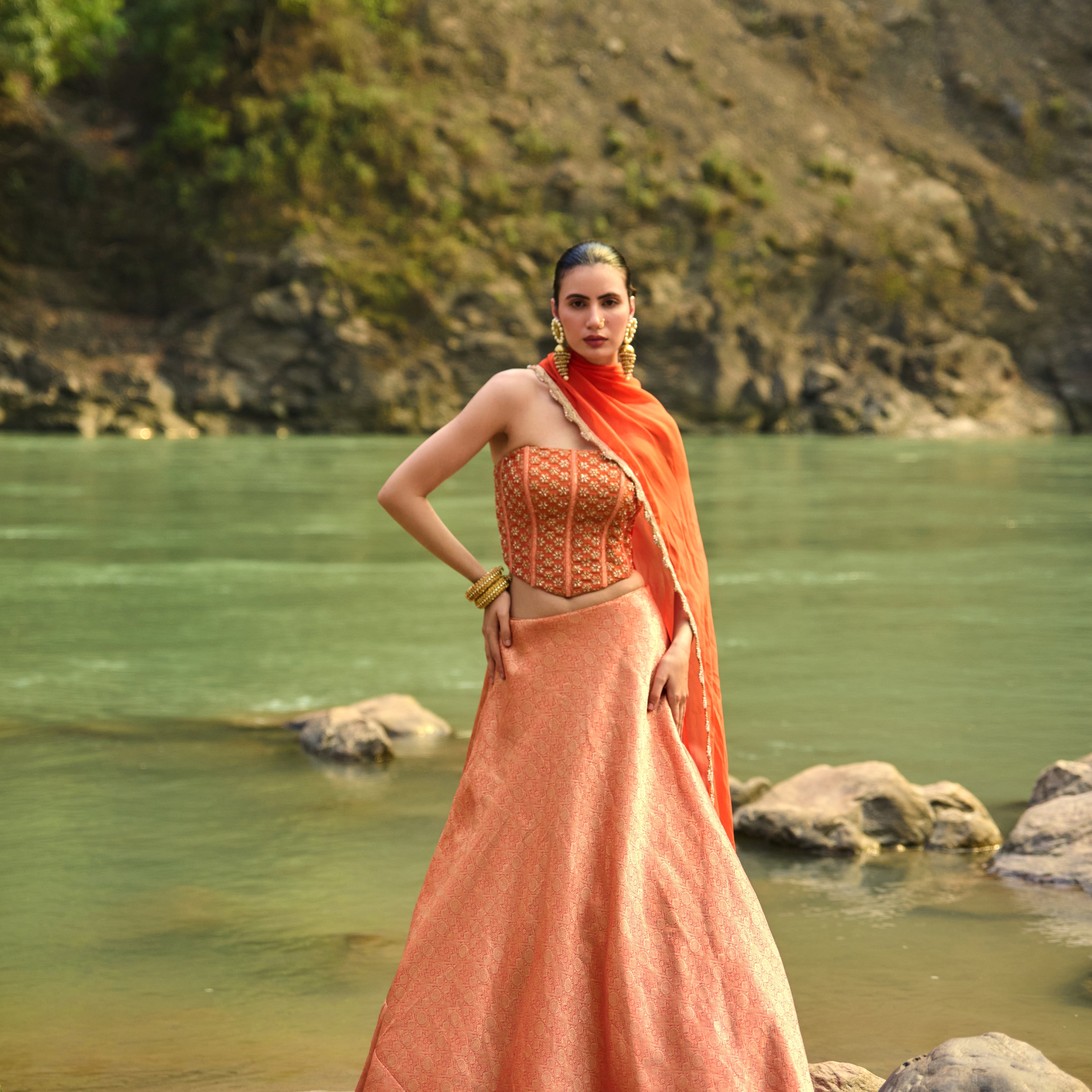 Burnt Orange Lehenga Set